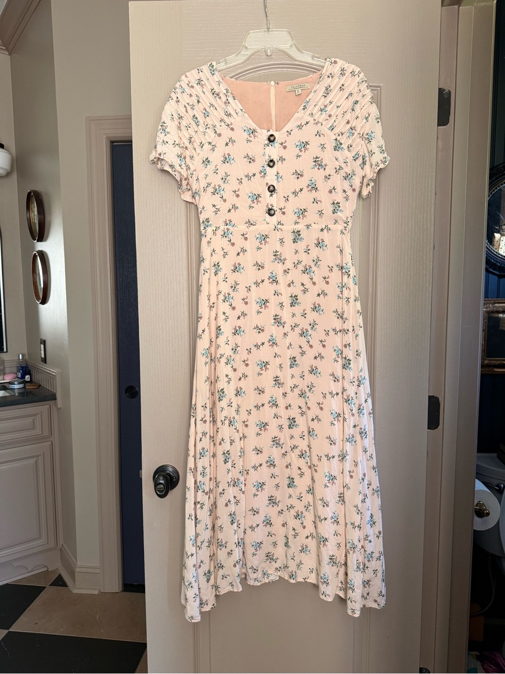 Polagram Light Pink Floral Maxi Dress with Button Front
